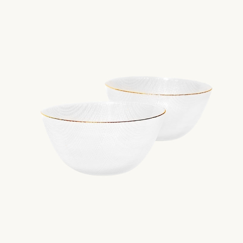 Glass Bowls with Gold Rim 15 x 15 x 7 cm
