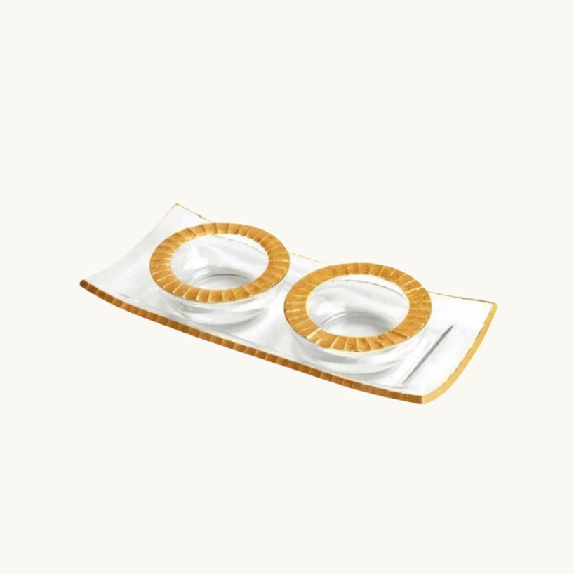 Monte Carlo Clear Glass Tray & 2 Clear Glass Bowls 10"