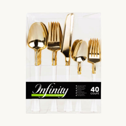 Infinity Flatware Gold and White Combo Set - 40 Count
