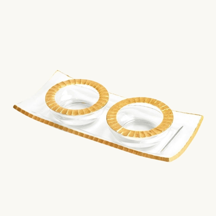 Monte Carlo Clear Glass Tray & 2 Clear Glass Bowls 10"