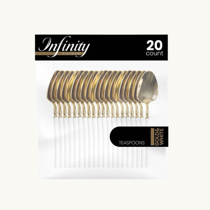 Infinity Flatware Gold and White Teaspoons - 20 Count