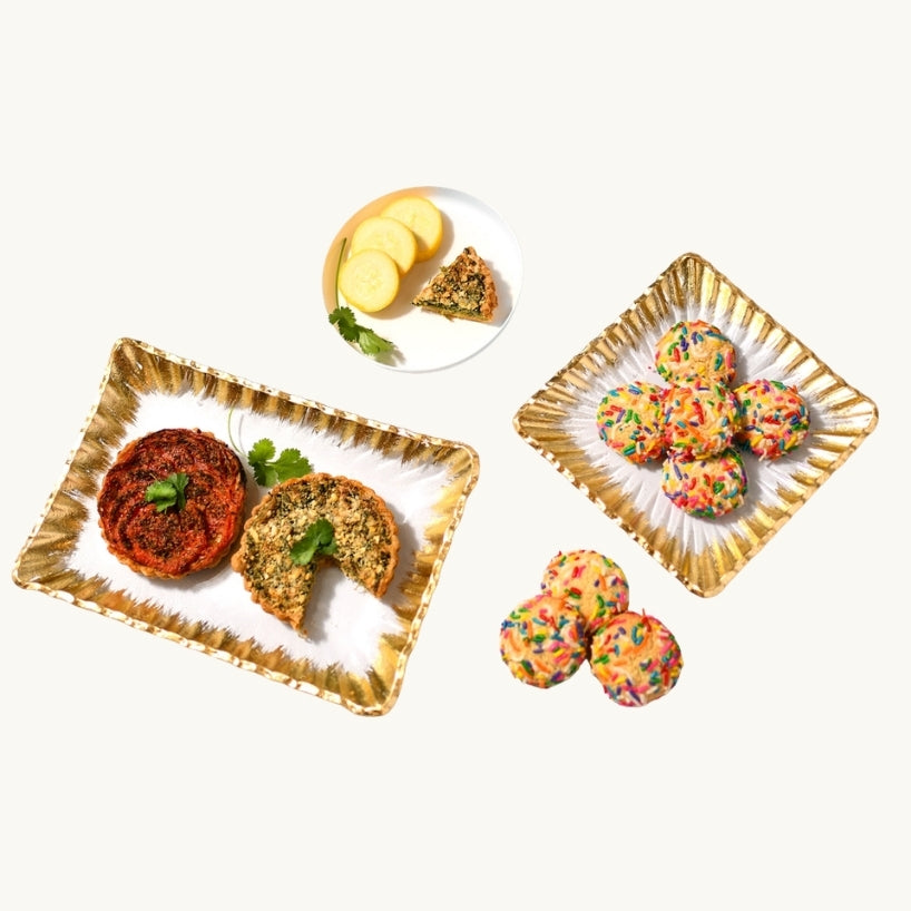 Clear Rectangular Glass Tray with Gold Rim