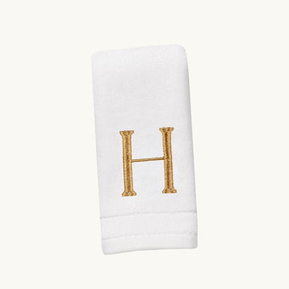 New Six Monogrammed Fingertip Towel Set White and Gold