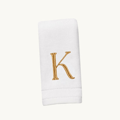 New Six Monogrammed Fingertip Towel Set White and Gold