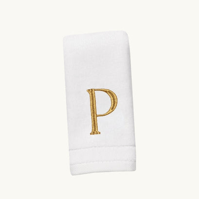 New Six Monogrammed Fingertip Towel Set White and Gold