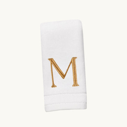 New Six Monogrammed Fingertip Towel Set White and Gold