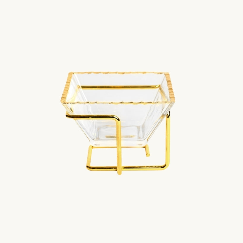 Monte Carlo Gold Rimmed Dessert Cup with Gold Metal Stand 5 oz