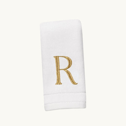 New Six Monogrammed Fingertip Towel Set White and Gold
