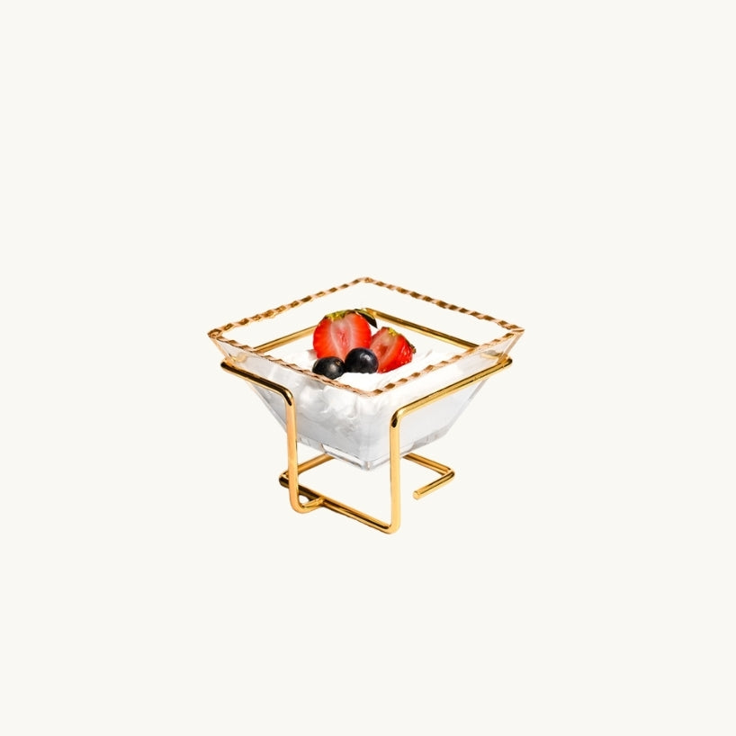 Monte Carlo Gold Rimmed Dessert Cup with Gold Metal Stand 5 oz