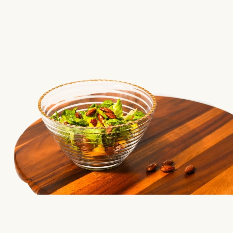 8″ Monte Carlo Clear Glass Bowl with Gold Rim