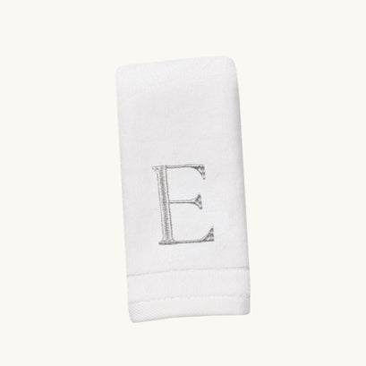 New Six Monogrammed Fingertip Towel Set White and Silver