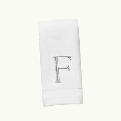 New Six Monogrammed Fingertip Towel Set White and Silver