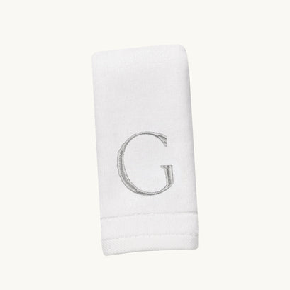 New Six Monogrammed Fingertip Towel Set White and Silver