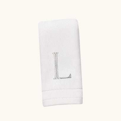 New Six Monogrammed Fingertip Towel Set White and Silver