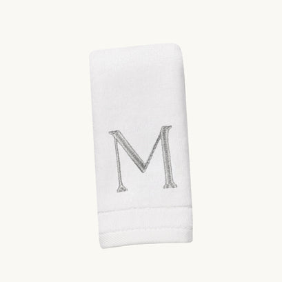 New Six Monogrammed Fingertip Towel Set White and Silver