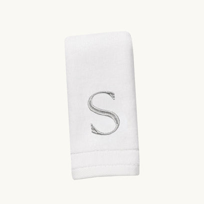 New Six Monogrammed Fingertip Towel Set White and Silver