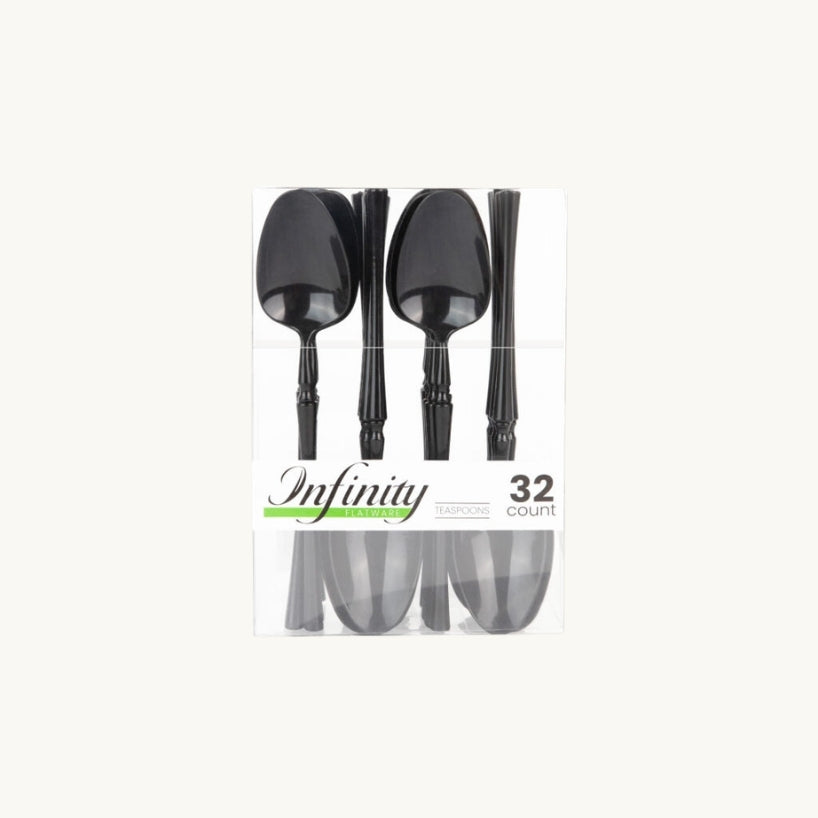 Infinity Flatware Black Teaspoons - 32 Count