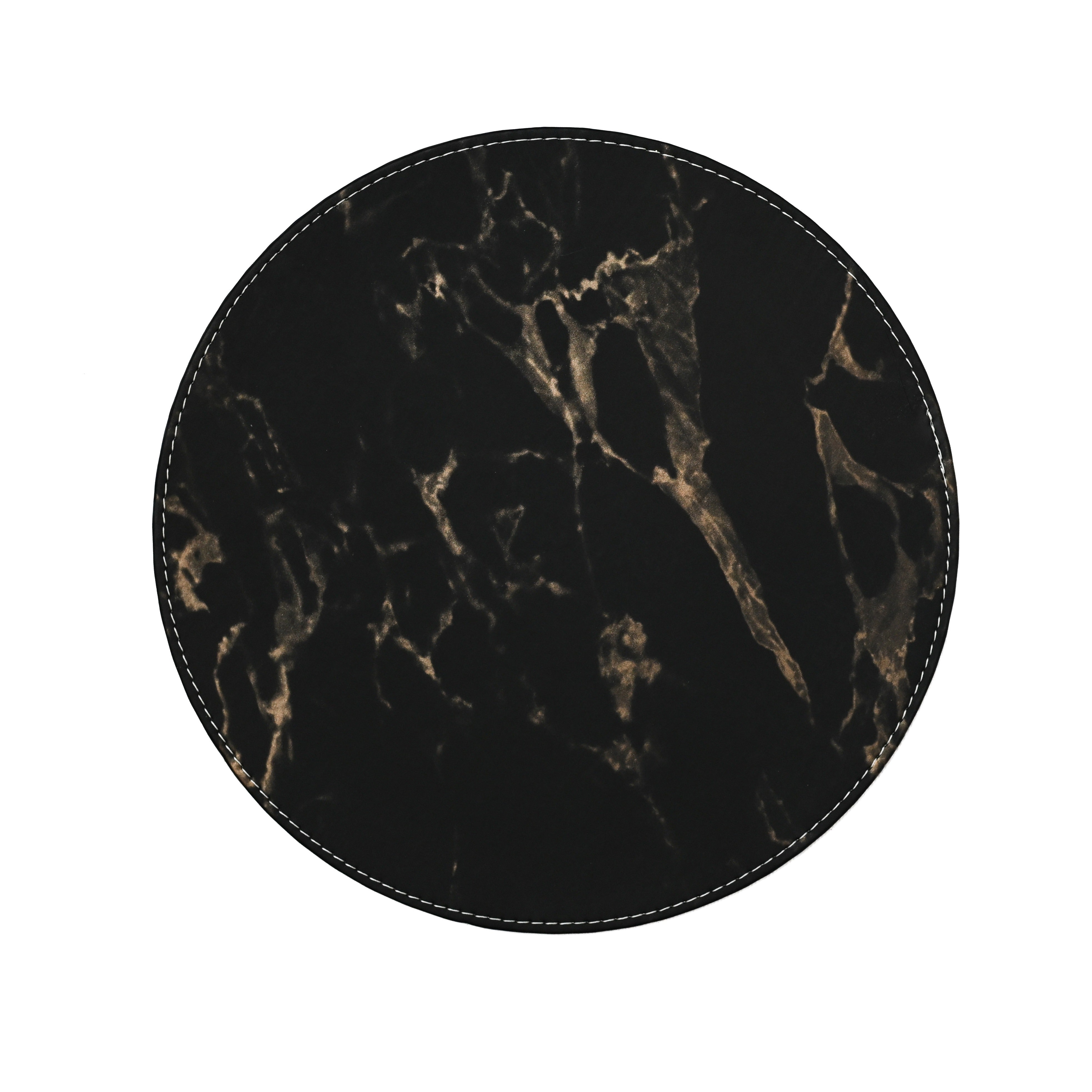 Black & Gold Marble Round Placemat - The Closeout Connection