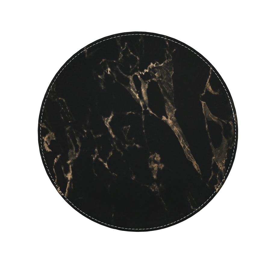 Black & Gold Marble Round Placemat - The Closeout Connection