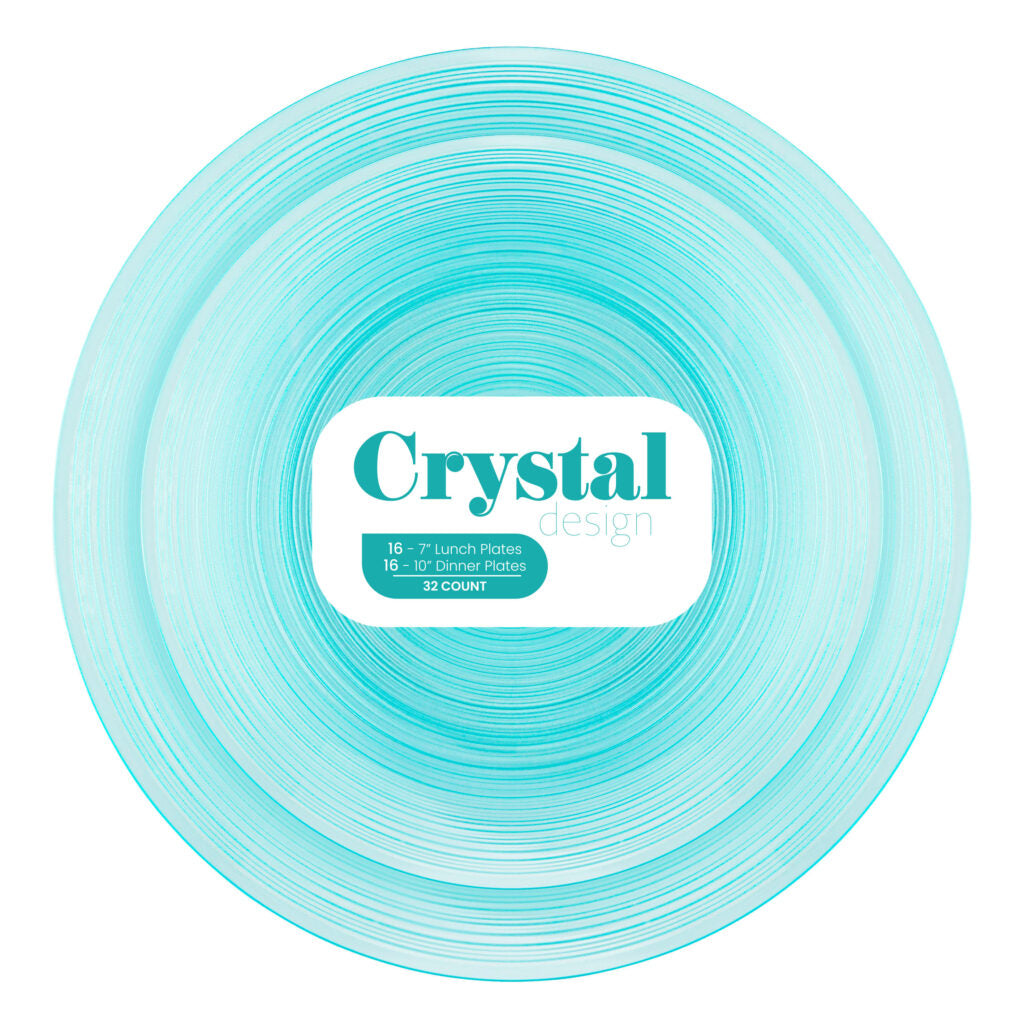 Crystal Design Combo Plates Aqua Transparent - 32 Count