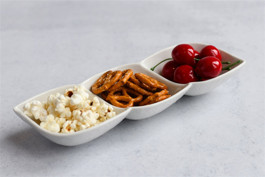 White 3 Section Ceramic Dish - The Closeout Connection