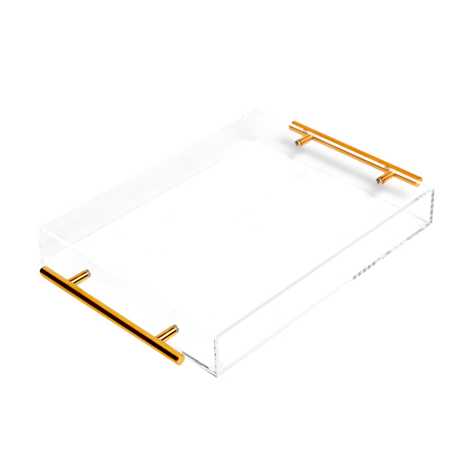 Clear Lucite Tray With Gold Handles 14" x 20"