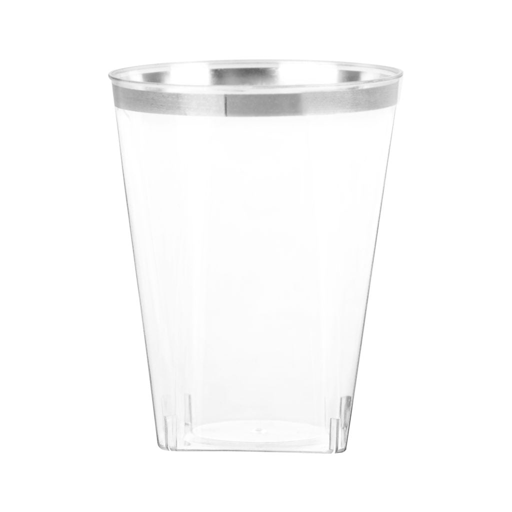 Silver Rim Square Tumblers - 20 Count - The Closeout Connection