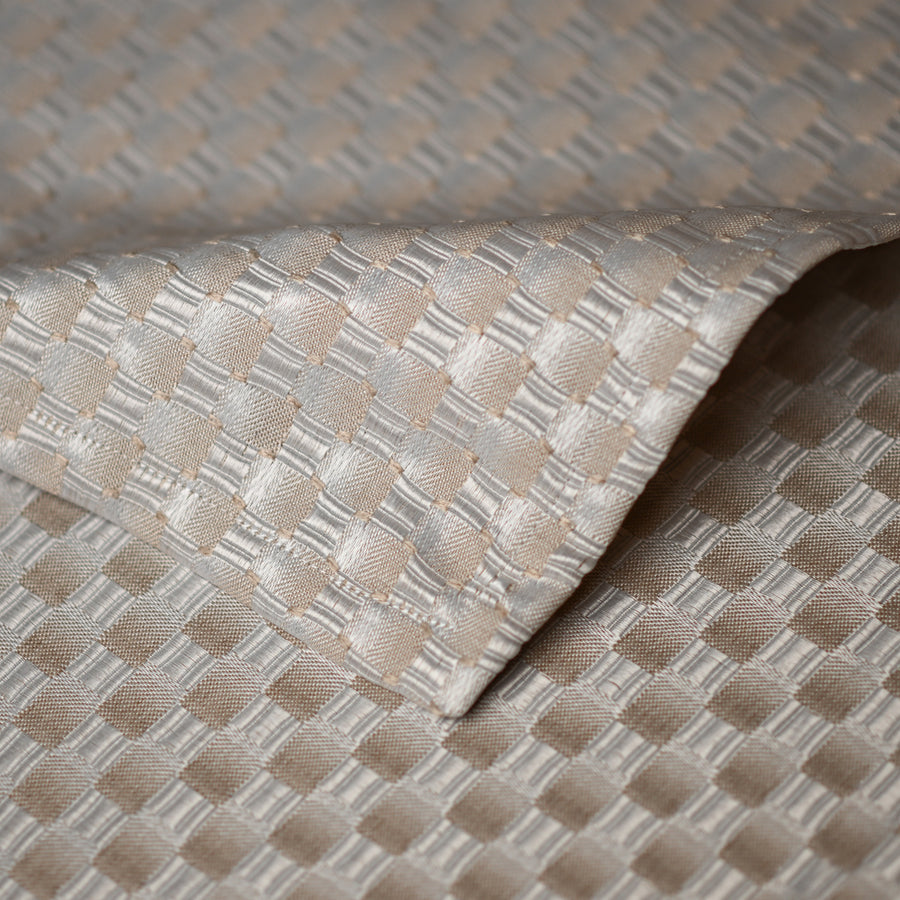 Contessa Beige Tablecloth - basketweave fabric closeup