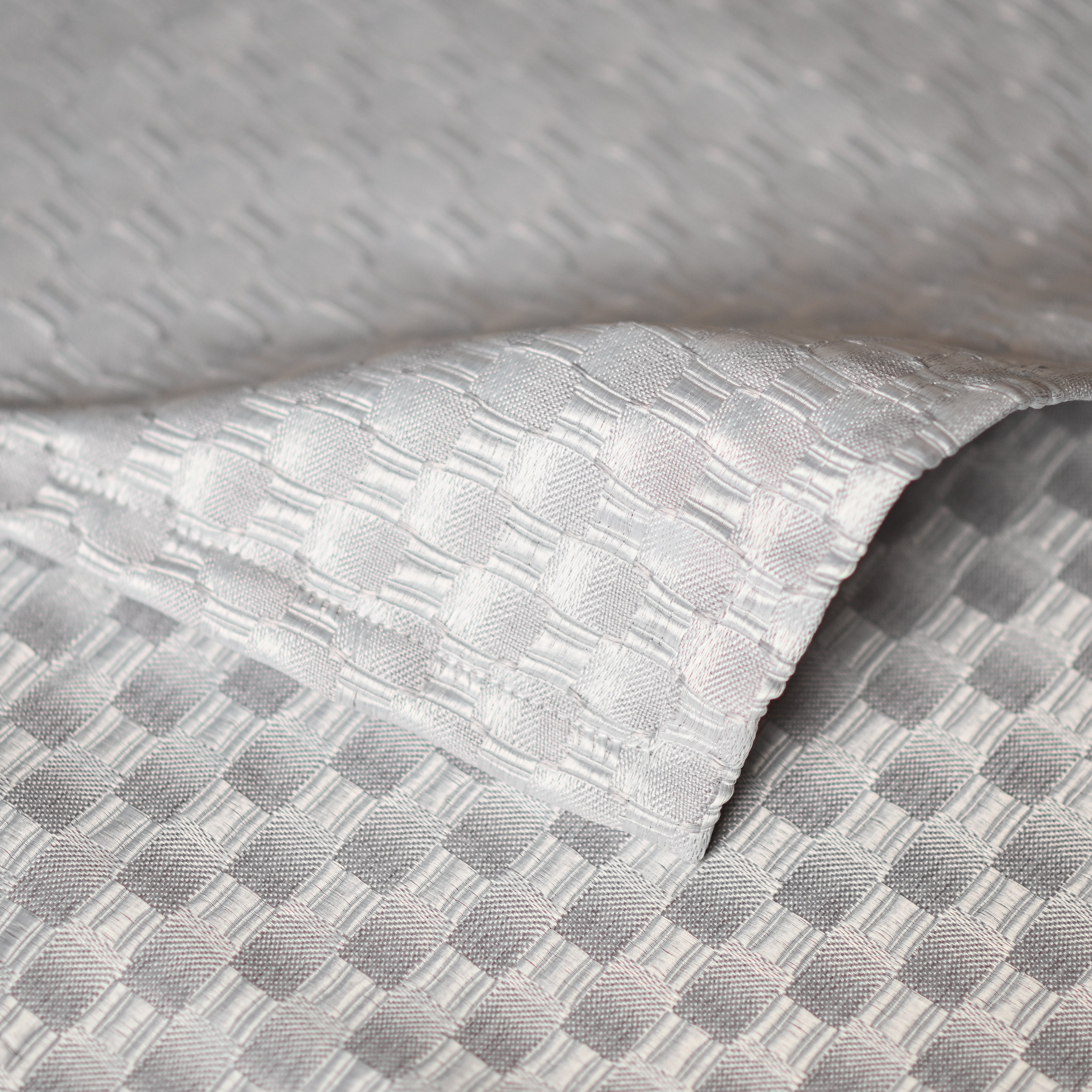 Contessa Silver Tablecloth - basketweave fabric closeup