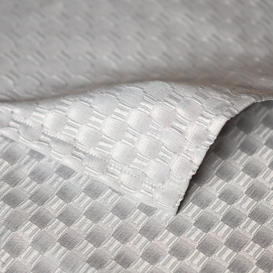 Contessa Silver Tablecloth - basketweave fabric closeup