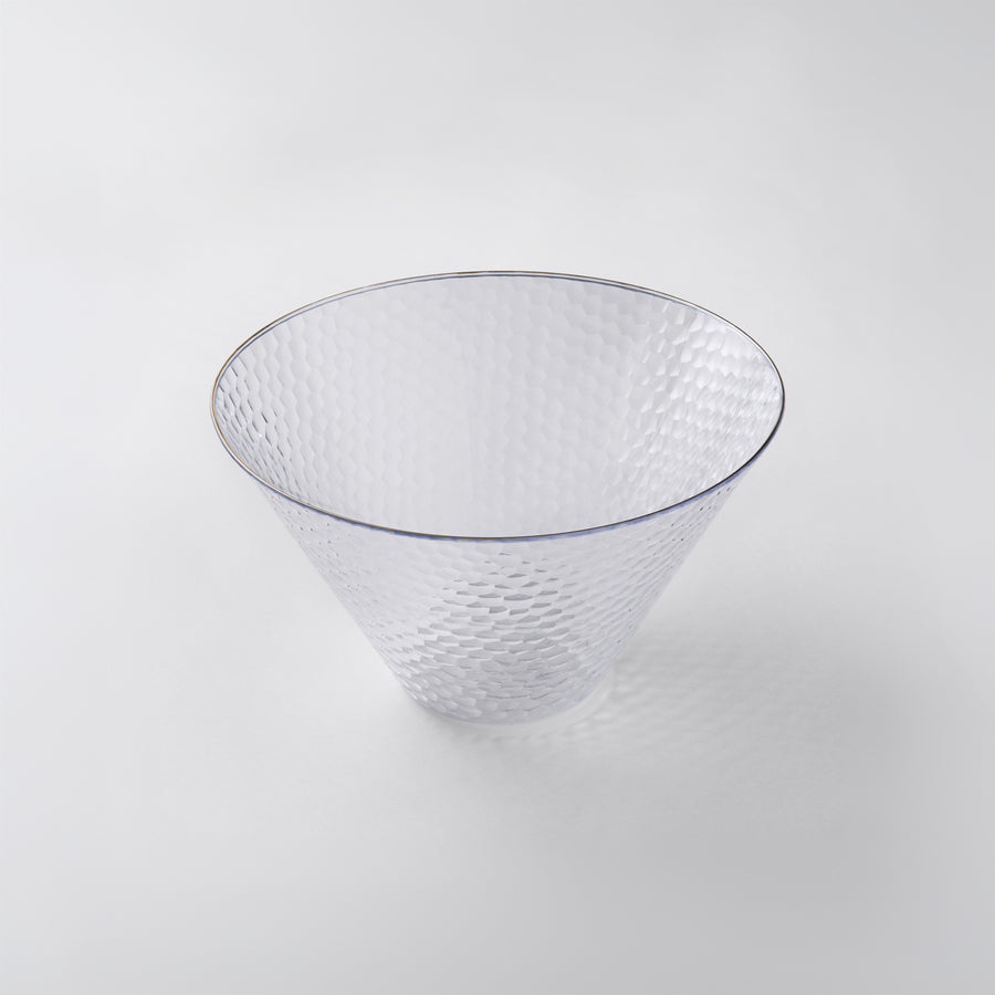 Clear cone salad bowl with gold rim, small