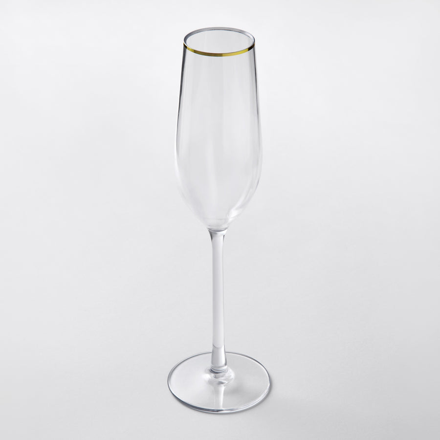 Decor Champagne Flutes Clear/Gold Rim 6 oz - 5 Count