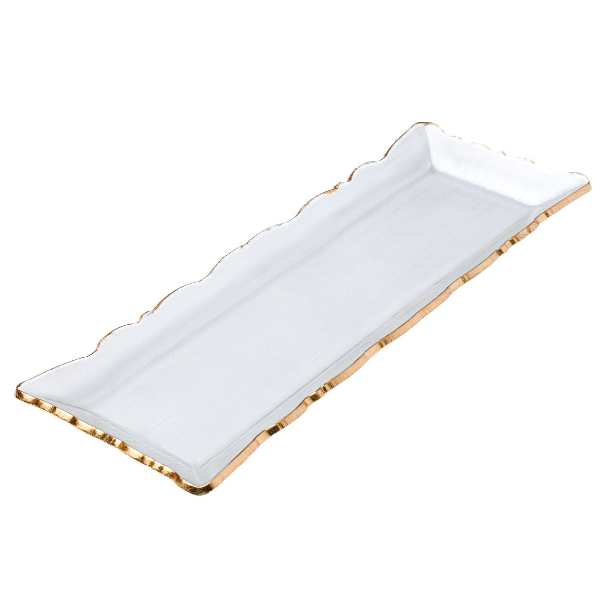 Rectangular Clear Glass Tray with Gold Rim - The Closeout Connection