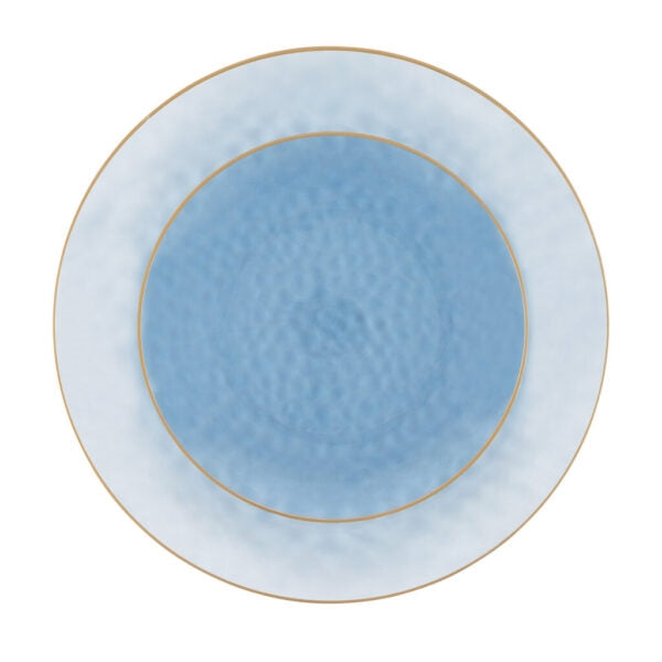 Organic Hammered Plates Gold Rim - 10 Count - Blue