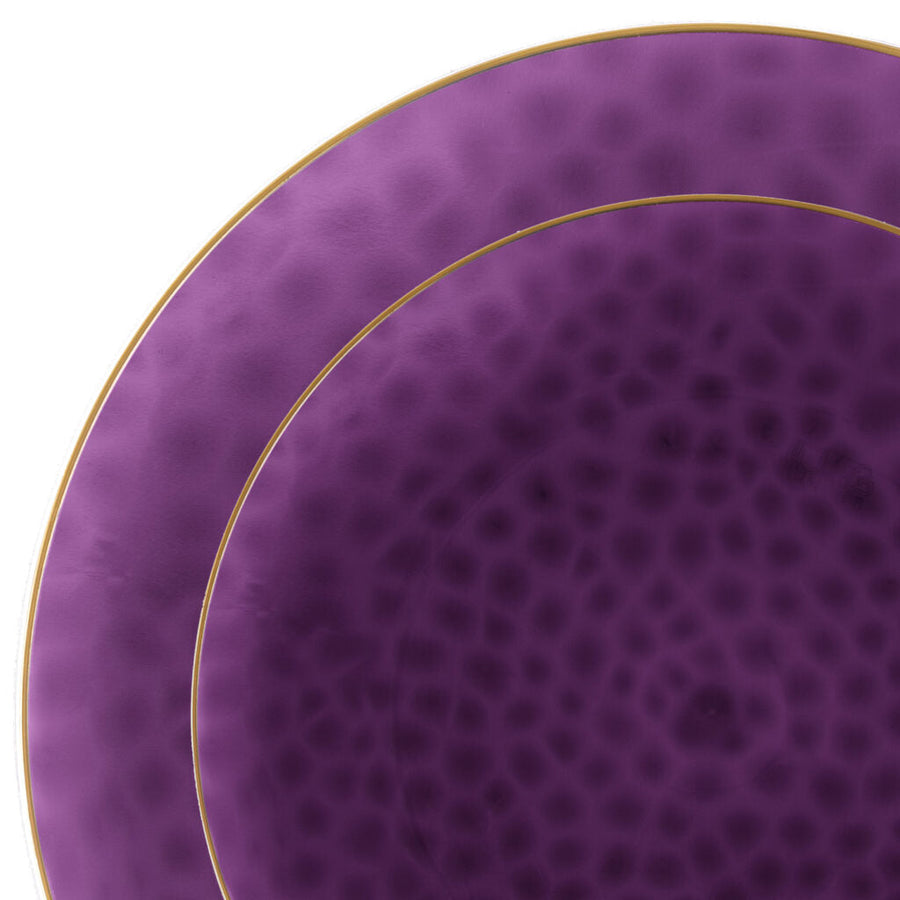 Organic Hammered Plates Gold Rim - 10 Count - Purple