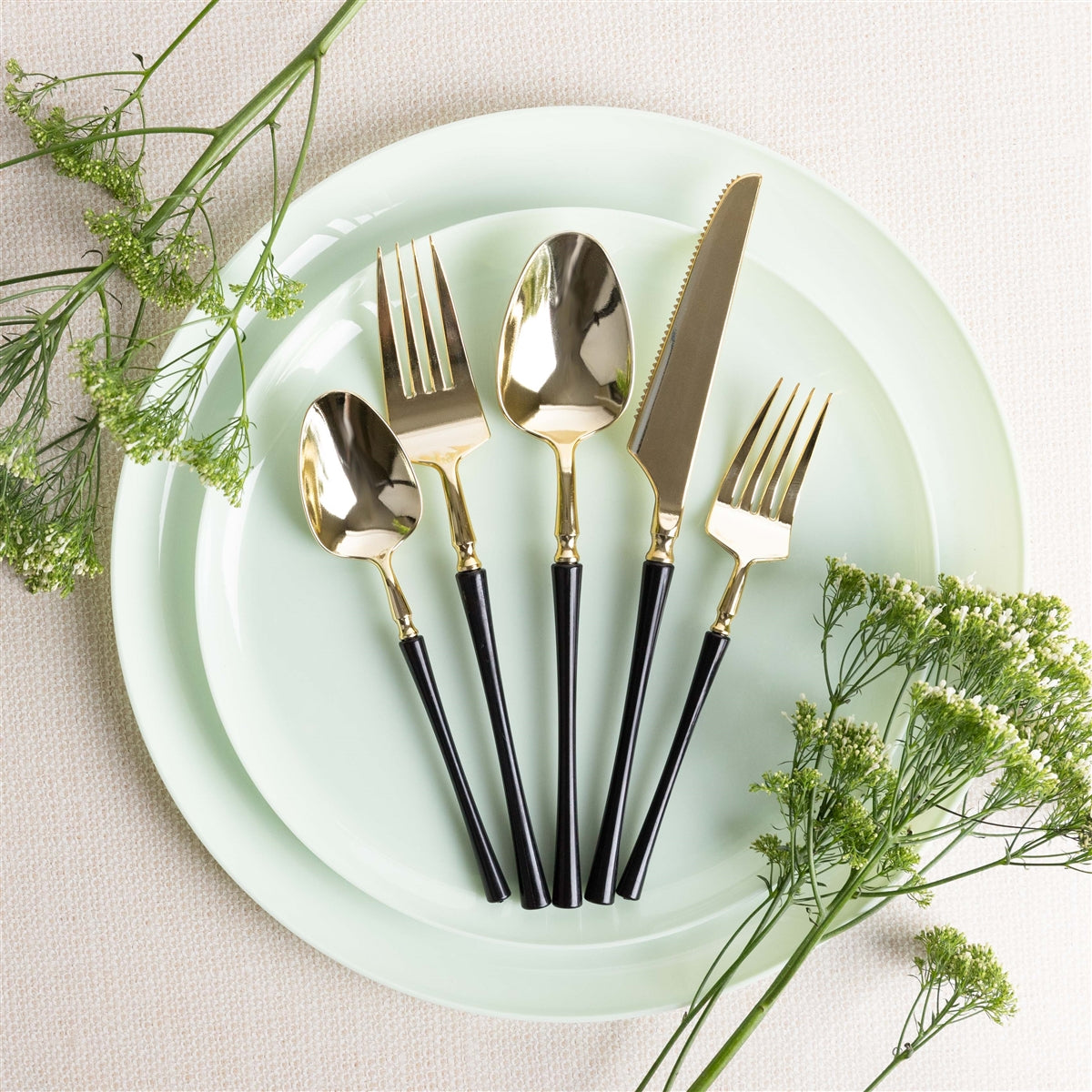 Gold and Black Dinner Forks- 20 Count - The Closeout Connection