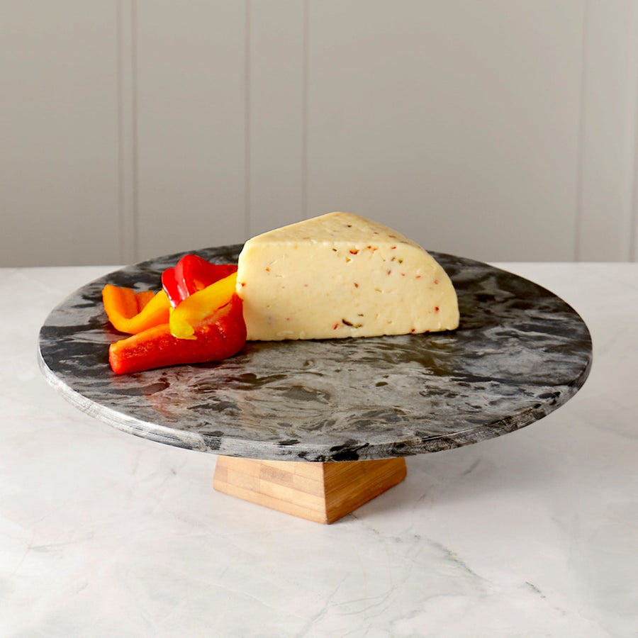 Round Marble Table Riser with bamboo stand - The Closeout Connection