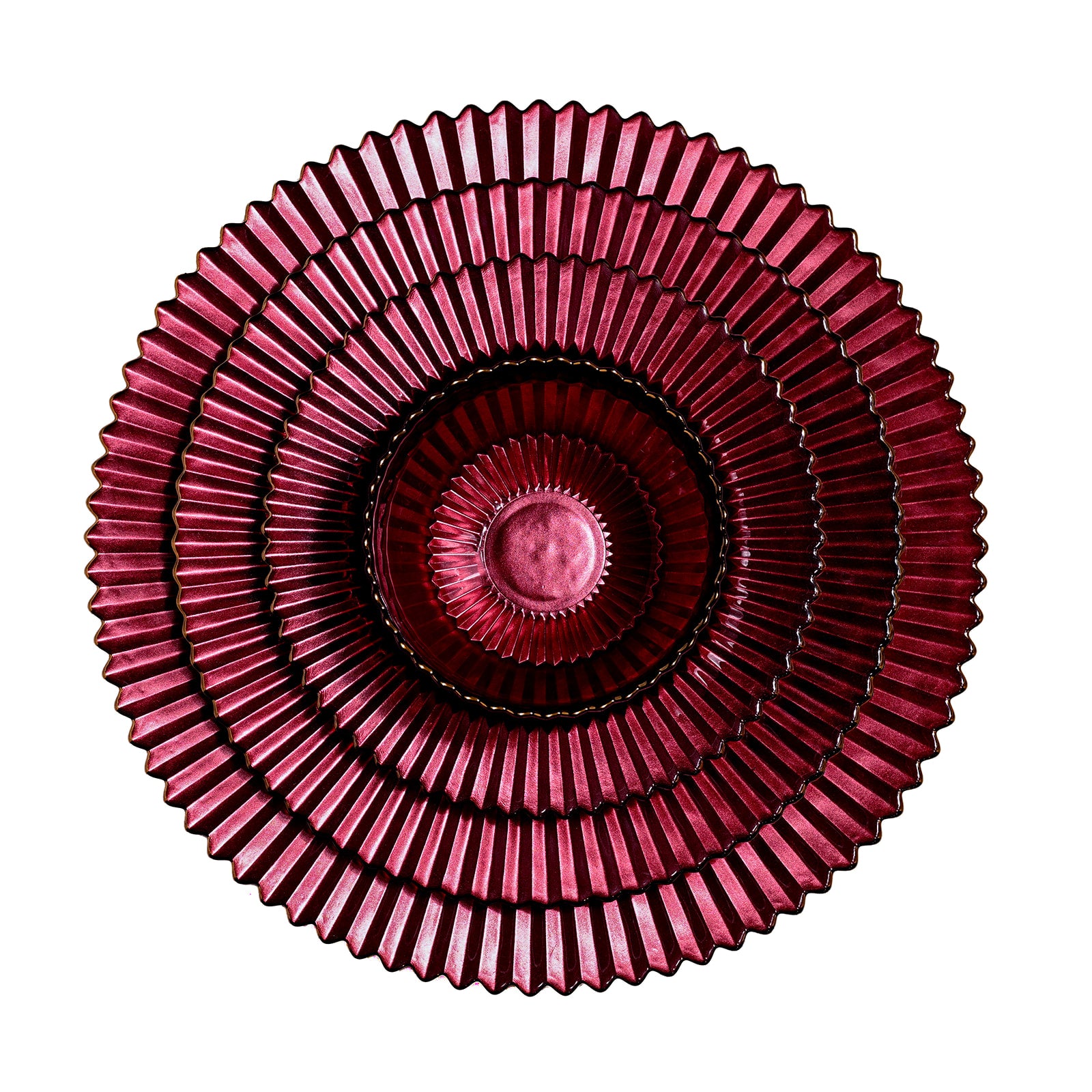 Raspberry Pleated Glass Dish Collection - The Closeout Connection