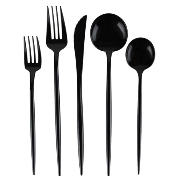 Novelty Black Flatware Combo Set - 40 Count - The Closeout Connection