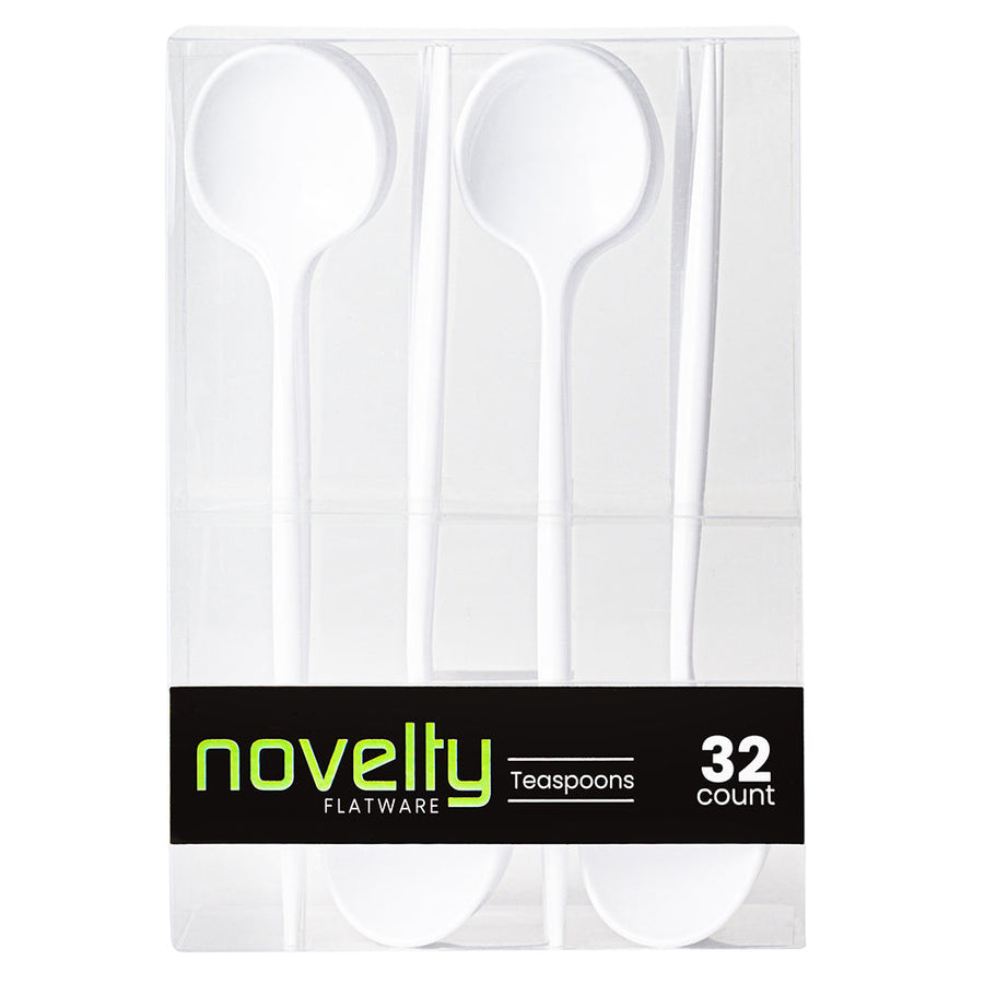 Novelty White Flatware Teaspoons - 32 Count - The Closeout Connection