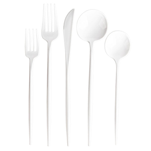 Flatware in White- 40 Count
