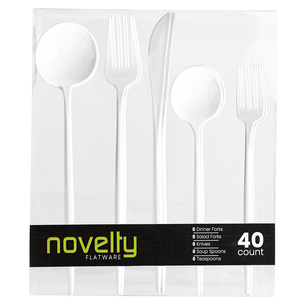 Flatware in White- 40 Count