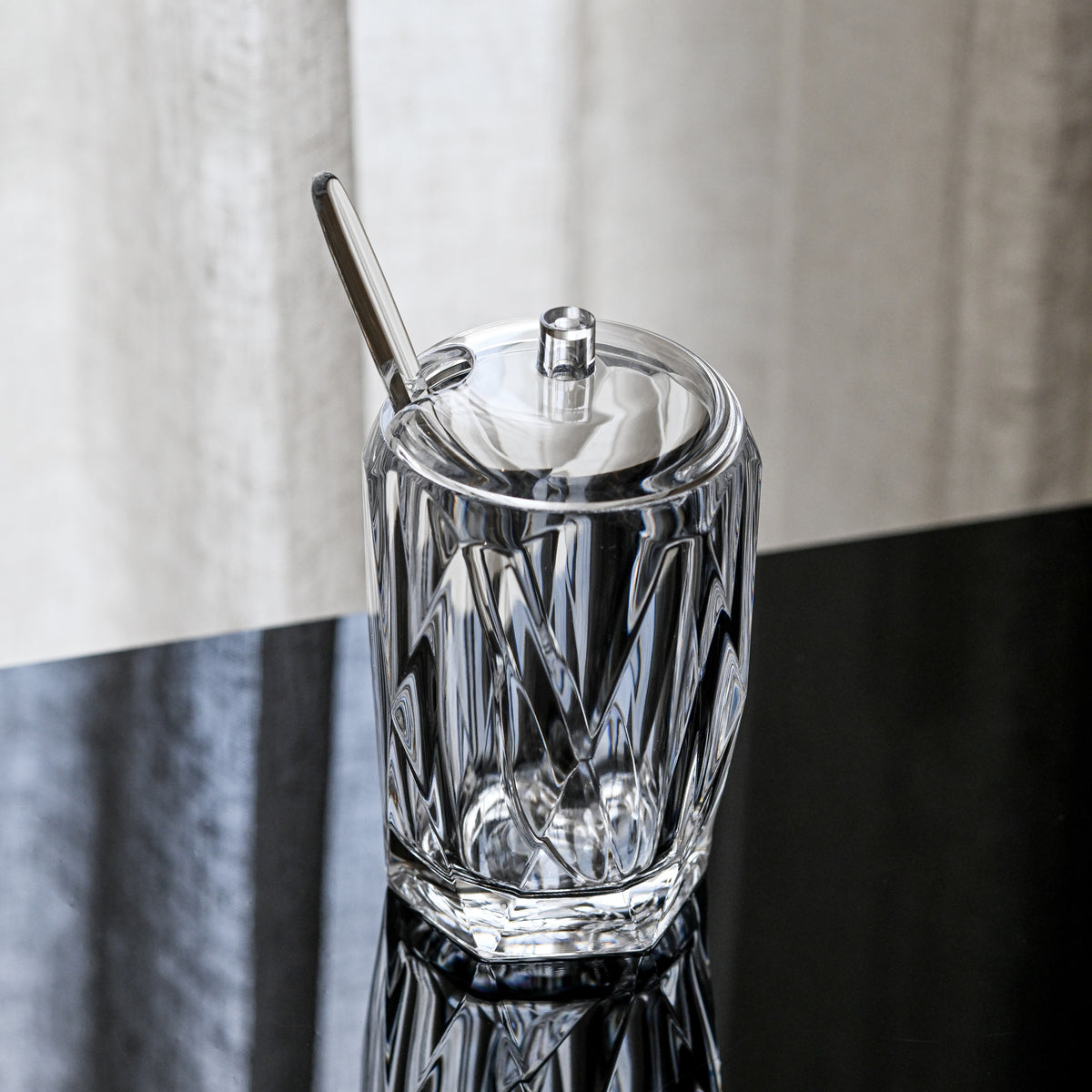 Sugar Jar Clear Transparent with Spoon - The Closeout Connection