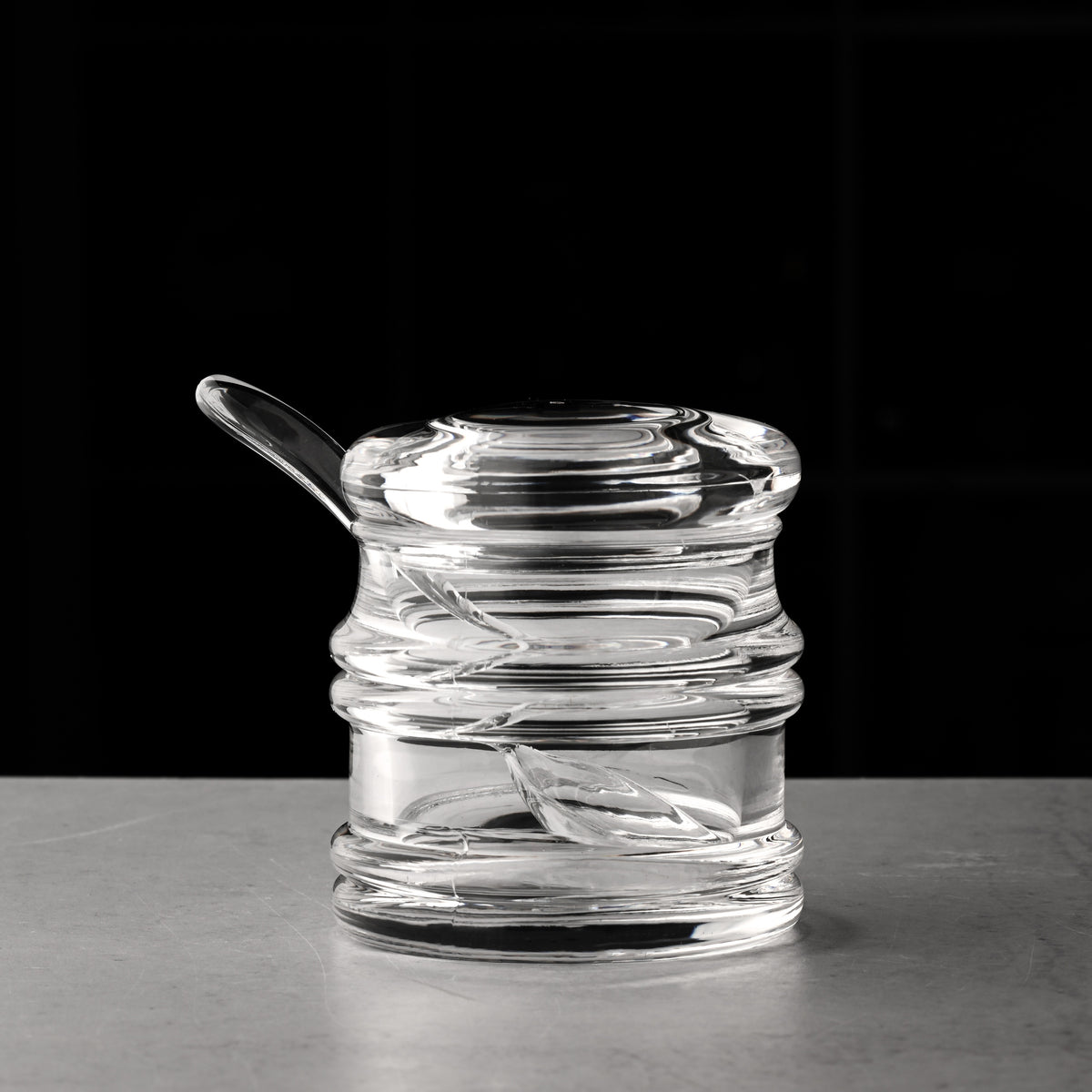 Sugar Jar Clear Transparent with Spoon - The Closeout Connection