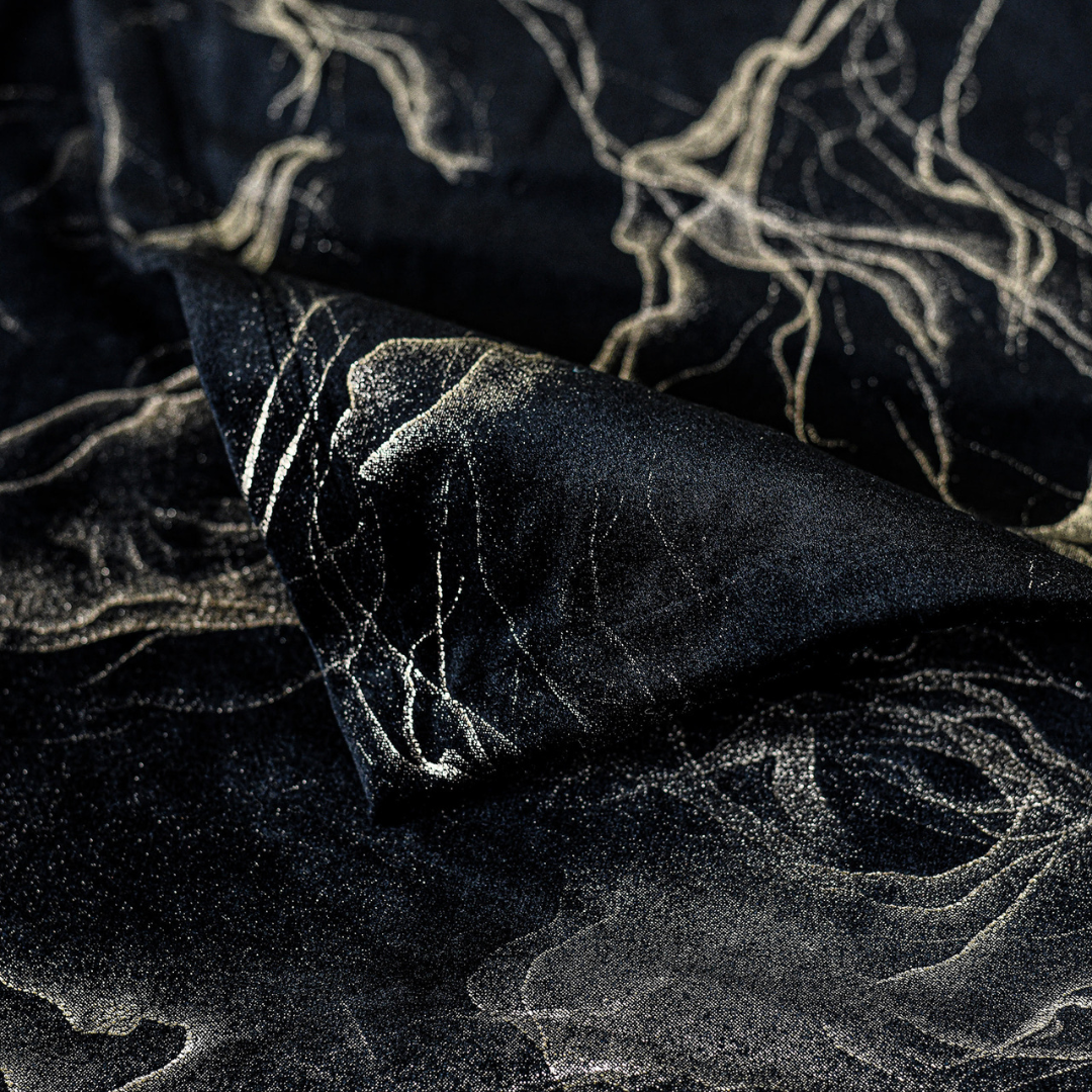 Palermo Black Gold Velvet Tablecloth