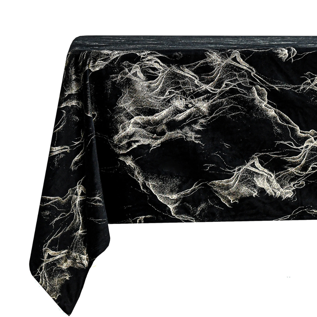 Palermo Black Gold Velvet Tablecloth