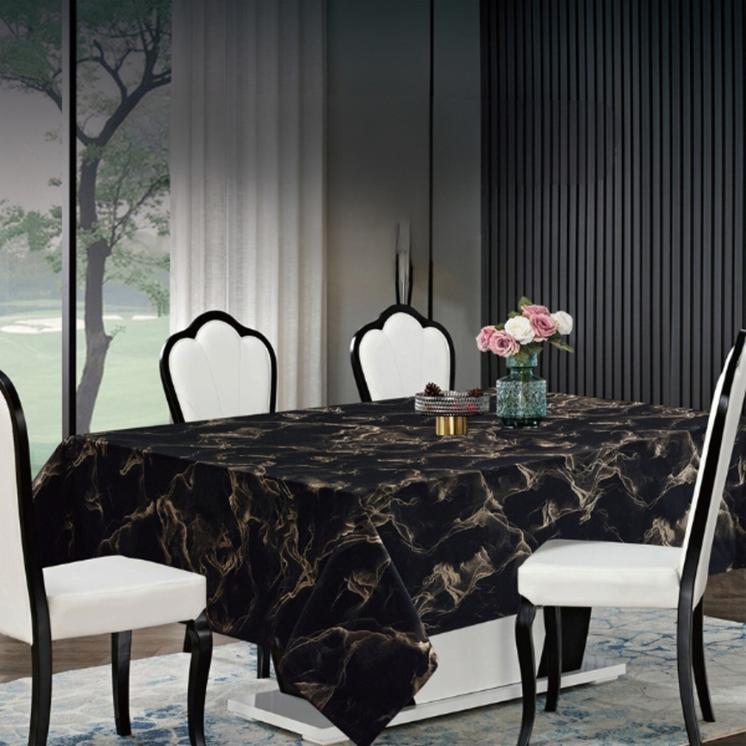 Palermo Black Gold Velvet Tablecloth