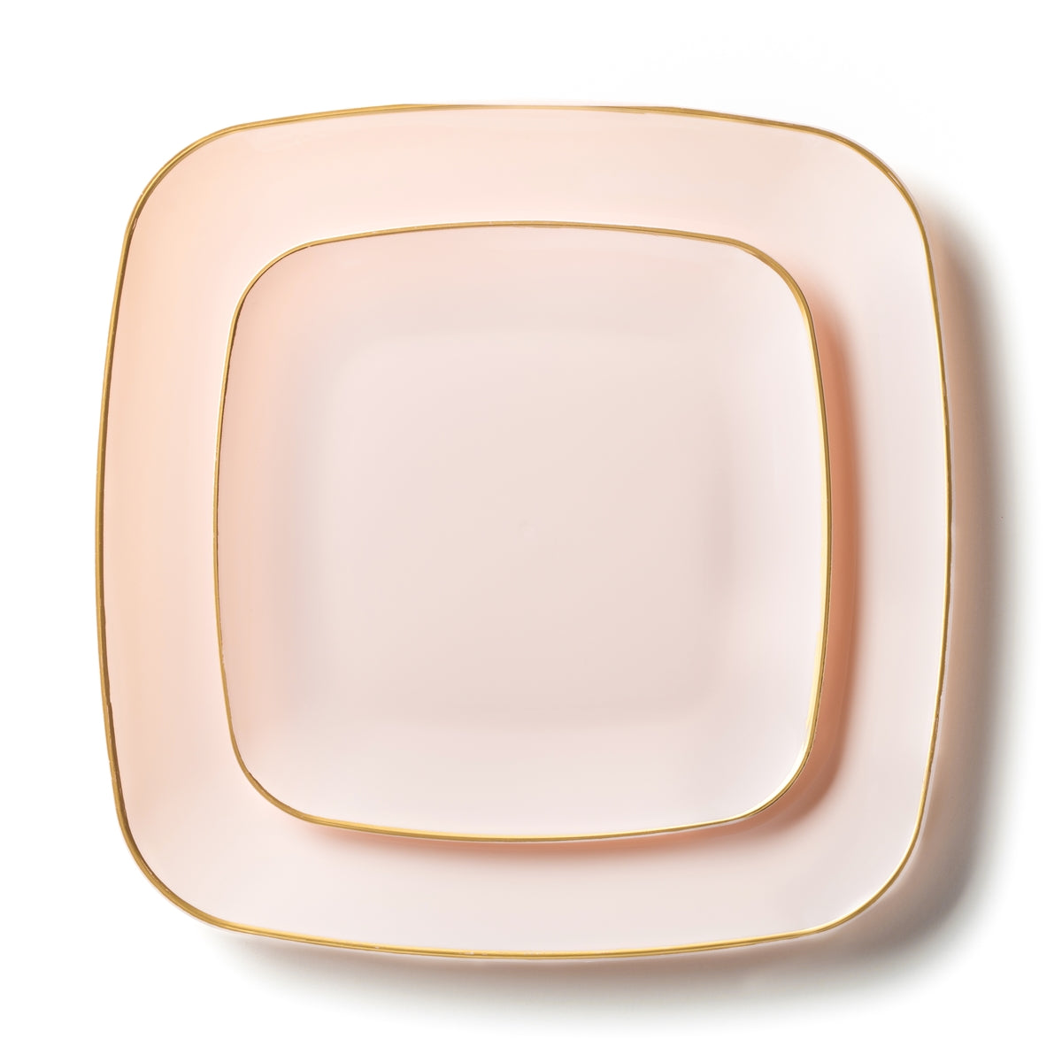Classic Plastic Dinner Plates Pink with Gold Rim- 10 Count