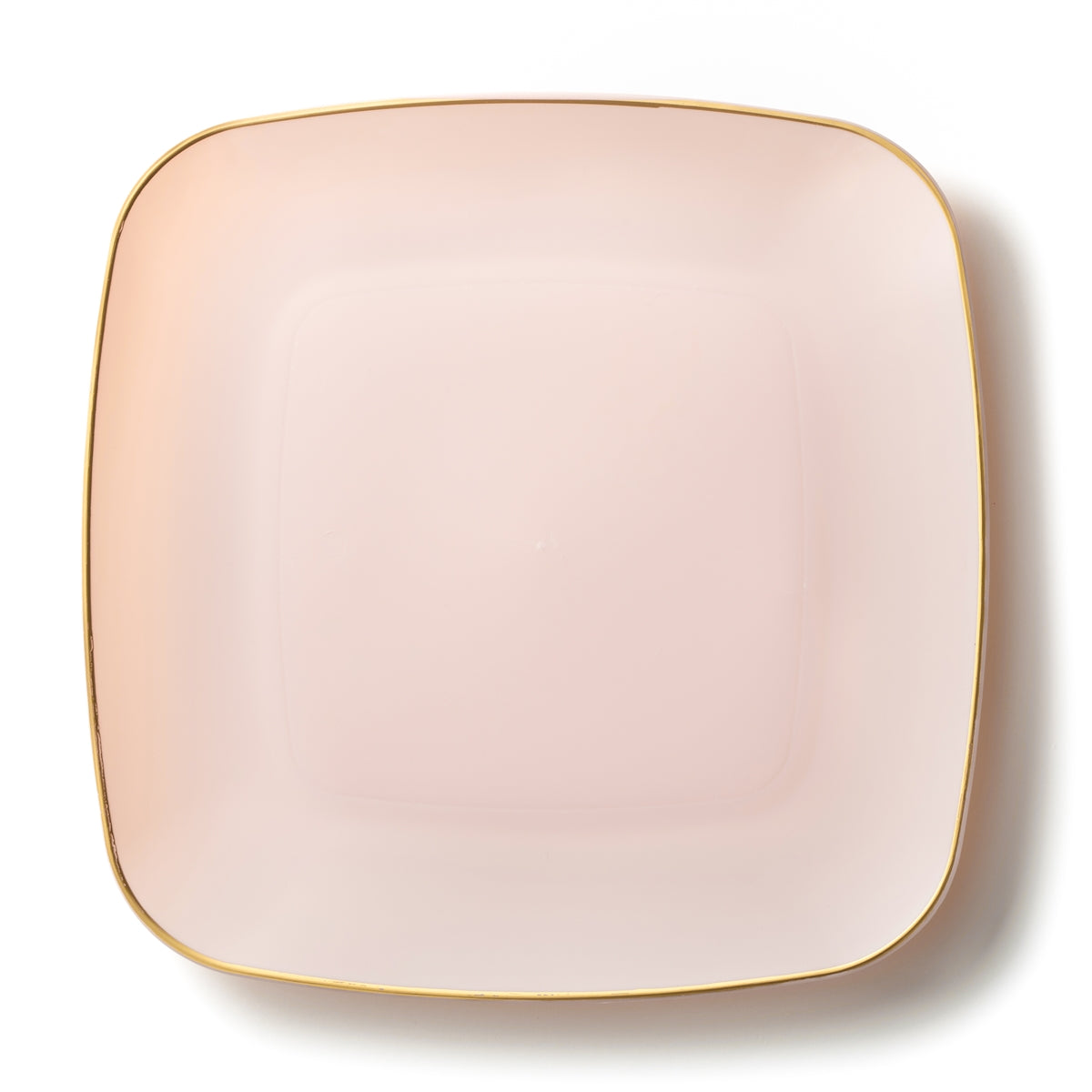 Classic Plastic Dinner Plates Pink with Gold Rim- 10 Count