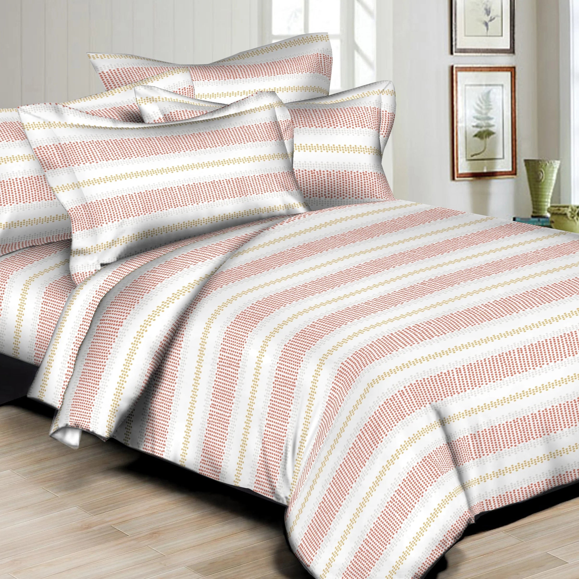 Dotted Stripes Pink 6PC Twin Bedding Set